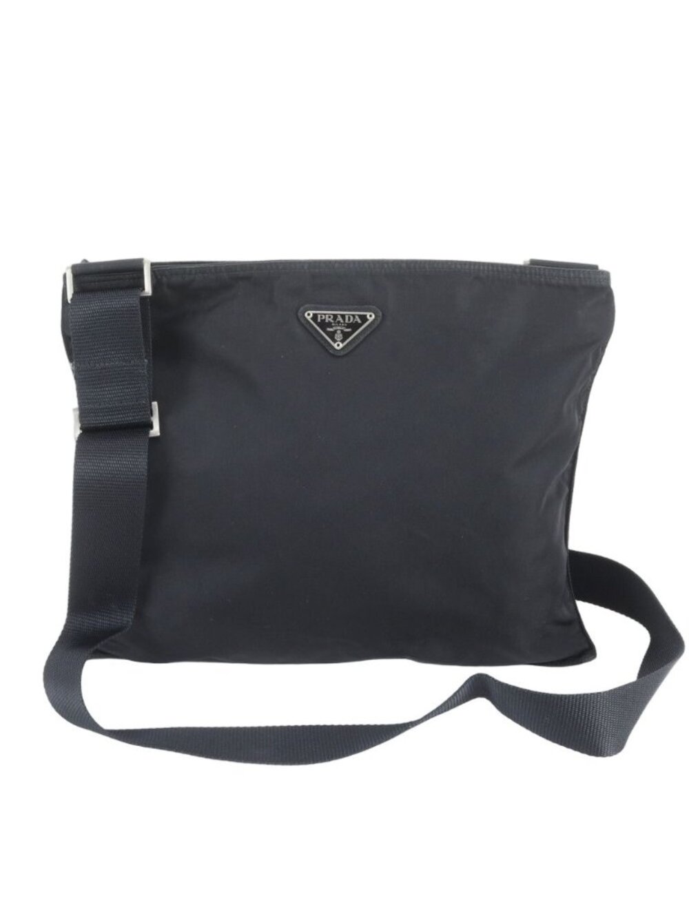 Prada Tessuto Nylon Triangle Logo Shoulder Bag Crossbody Messenger Black
